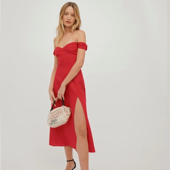 Reformation Dresses & Skirts - 💫SALE Reformation Bridgton Linen Midi Dress Off Shoulder